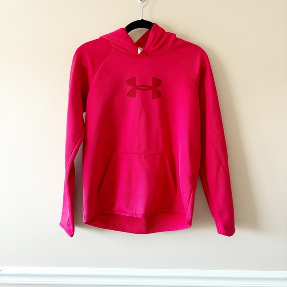Under Armour Tops - Under Armour Pink Logo Hoodie Size Small